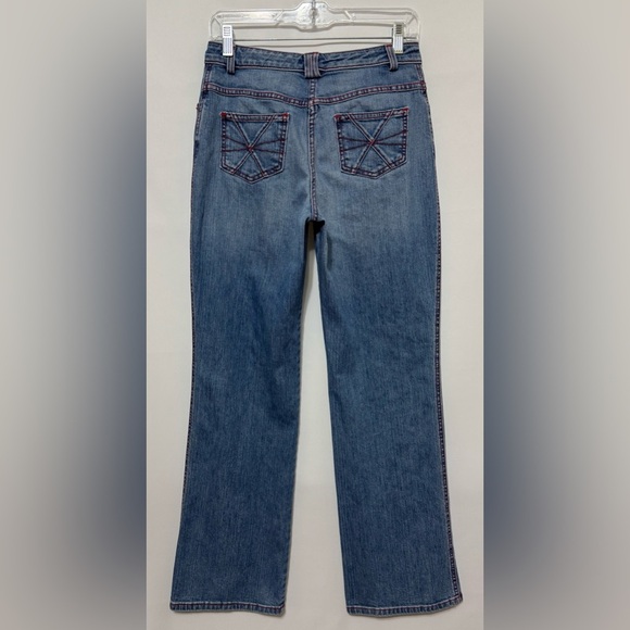 St. John Sport Women’s Jeans Straight Wide Leg Red Stitching Fashion Fit Size 4 - Picture 1 of 13